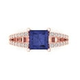 thumbnail image 2 of 2.43ct princess cut blue tanzanite 14k rose gold Bridal Wedding Engagement Promise Anniversary Ring for Women size 5.25, 2 of 7