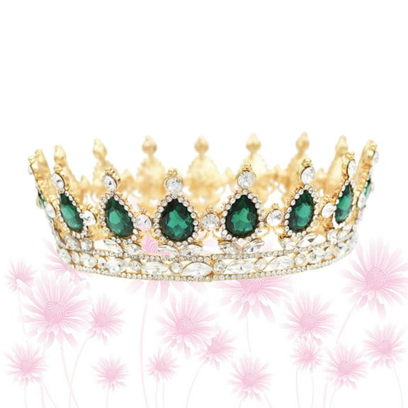 ROMANSENTIAL 1Pack Stage Crown Blue Rhinestone Sliver Alloy Tiara Crown Wedding Daily Life Use