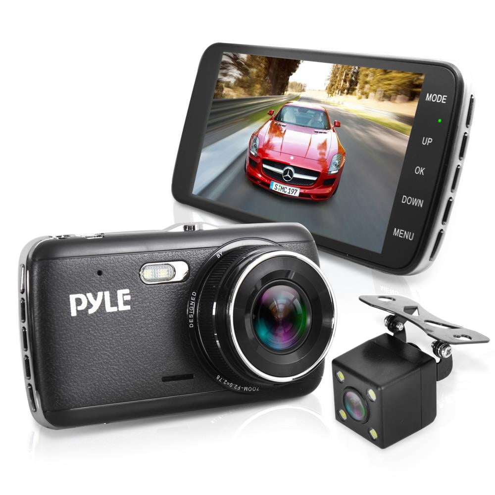 PYLE PLDVRCAM44 Full HD 1080p DVR Dash Cam Kit Dual Camera Car