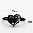 thumbnail image 2 of Luxe Jewelry Designs Women's Ion Plated Black Stainless Steel Ring with Amethyst Crystal - Size 5, 2 of 4