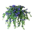 thumbnail image 4 of Artificial Morning Glory Flower Realistic Home Office Table Centerpiece Wedding Dropping Faux Petunia Flower Hanging Fake Floral Arrangement Decoration -Blue, 4 of 6