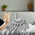 thumbnail image 3 of Mandala Soft Flannel Fleece Throw Blanket, Ornate Esoteric Esoteric Oriental Art Print, Cozy Plush for Indoor and Outdoor Use, 60" x 80", Black White, by Ambesonne, 3 of 5