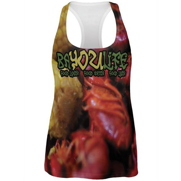 Bayou Life Crawfish Boil Cajun Louisiana All Over Womens Work Out Tank Top Multi 2XL