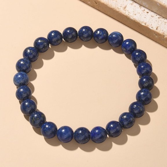 1Pc 2.1Inch Natural Lazuli Beaded Bracelets Stone Beaded String Elastic Bracelet Jewelry Gifts Adjustable Handmade Dainty Chain Rope Link Paperclip
