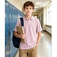 thumbnail image 2 of Aideaone Boys Polo Shirt Solid Color V-Neck Casual Short Sleeve Shirts for Boys Size 7-14T, 2 of 7
