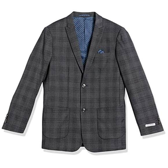 Slim Fit Boy's Check Blazer, Gray, 7