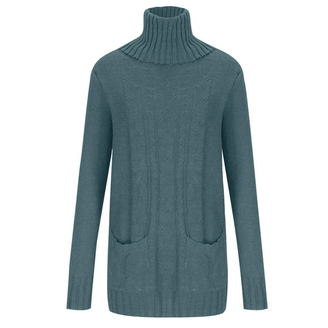Yuyuzo Chandail Oversize pour Femmes Col Roulé Manches Longues Tricoté Confortable Couleur Unie