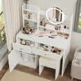 thumbnail image 4 of Leumius Makeup Vanity Desk with Mirror and Lights Dressing Table with 2 Drawers & Adjustable 3 Color Lighting Brightness for Bedroom Storage Cabinet,White, 4 of 6