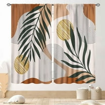 Mid Century Modern Curtains, Boho Aesthetic Tropical Palm Leaves Abstract Minimalist Geometic Arch Curtains Treatments for Bedroom Living Room Bathroom Window 2 Panels, 84"x63" Inch