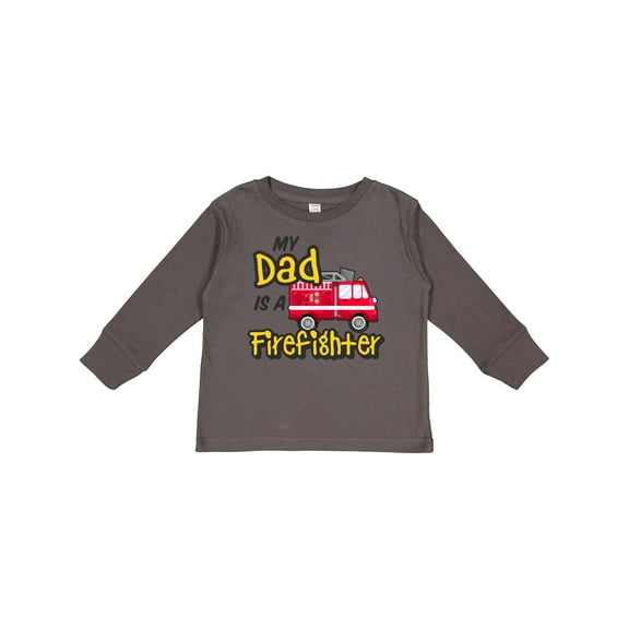 Inktastic My Dad is a Firefighter with Fire Truck Boys or Girls Long Sleeve Toddler T-Shirt