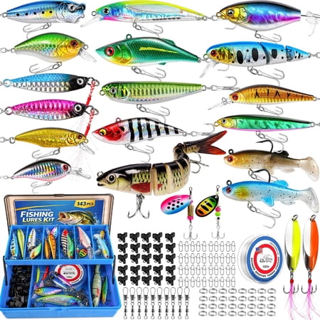Fishing Lures Kit Tackle Box Premium Bait Set For Bass Trout Crappie Walleye Gear Accessories Freshwater & Saltwater Gifts Men