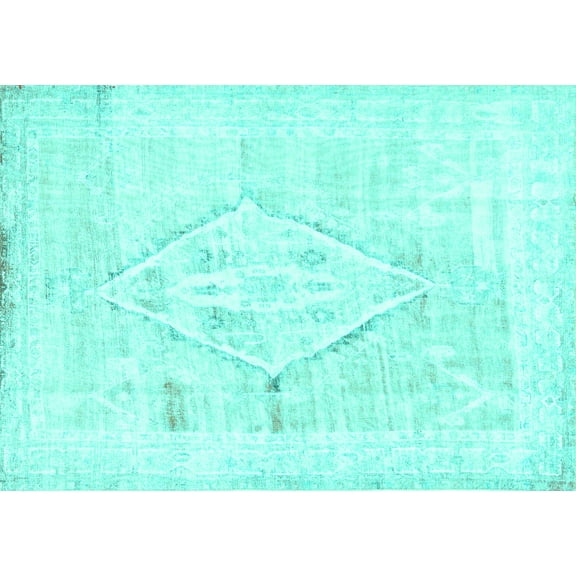 Ahgly Company Machine Washable Indoor Rectangle Persian Turquoise Blue Traditional Area Rugs, 5' x 7'