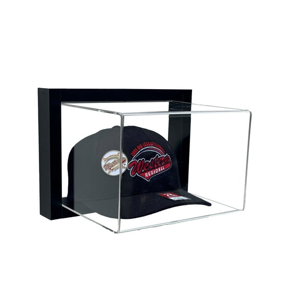 Framed Acrylic Wall Mount Hat Display Case UV Protecting Secure Mount