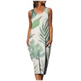 thumbnail image 1 of Vestido a media pierna sin mangas con estampado floral suelto casual de cuello redondo de verano para mujer Fridja  hj180, 1 of 9