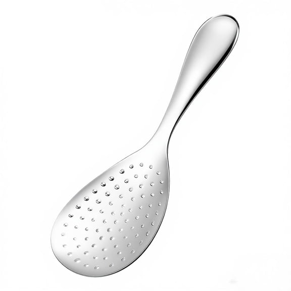 Stainless Steel Rice Paddle Spoon Spatula, 8" Rice Spoons Non Stick Mirror Finish Stand-Up Design for Rice Mashed Potato Salads, Silver