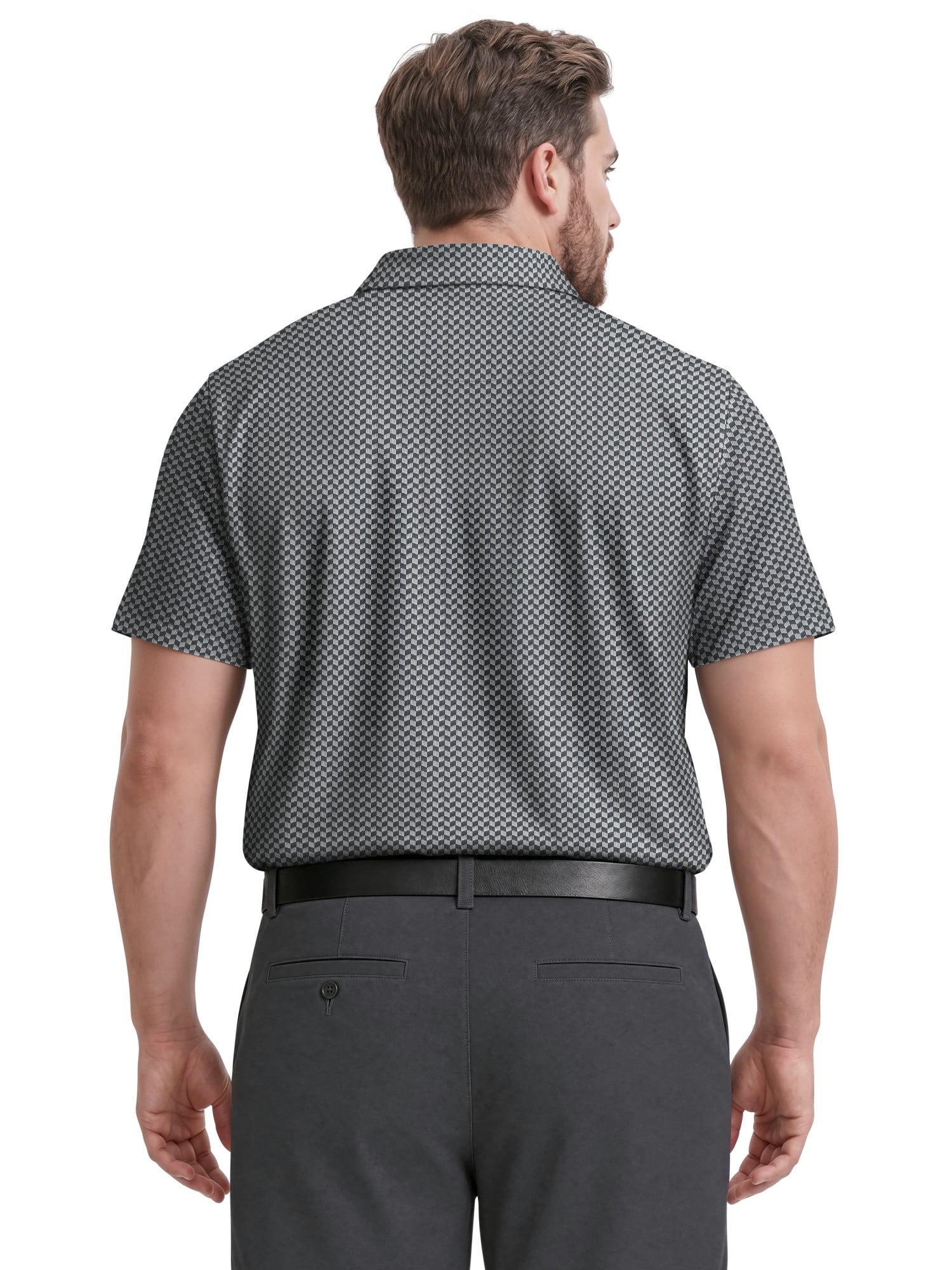 Ben Hogan Performance Men's & Big Men's Herringbone Print Short Sleeve Golf Polo Shirt, Sizes S-4XLT
