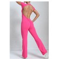 thumbnail image 5 of SKQIT Flare Workout Jumpsuits for Women One Piece Short Sleeves Scrunch Butt Lifting Gym Bodysuit Sexy Backless Yoga Outfits, 5 of 7