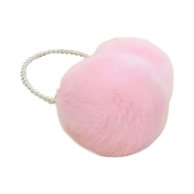 Women Earmuff Imitation Pearl Decor Faux Rabbit Fur Plush Solid Color Non-slip Ear Protection Comfortable Autumn Winter Girls Ear Warmer for Going Out