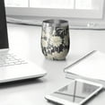 thumbnail image 3 of 12oz Stemless Wine Tumblers Pioneer Flower Floral Print Pattern Vacuum Insulated Stainless Steel Travel Tumbler Cups Mug with Lid and Straw for Champaign,Cocktail,Beer with Cleaning Brush, 3 of 5