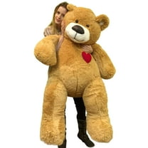 55 Inch Giant Teddy Bear Love Heart on Chest, Tan Soft New Big Plush Teddybear