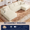 thumbnail image 6 of Muumblus 133" Modular Sectional Sofa with 2 Chaise Lounge, U-Shaped Oversized Boneless Cloud Couch, Beige Corduroy Sleeper Sofa for Living Room, 6 of 12