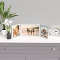 thumbnail image 6 of UniVerse  3 Picture Frame, 3.5x5 & 5x8 Triple Folding Hinged Photo Frames, Rustic Wood Desk Family Photo Collage Stand Vertical on Tabletop for Birthday Family Lover Gift (White), 6 of 14