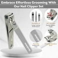 thumbnail image 2 of Brookstone Nail Clippers Set - Premium Stainless Steel Nail Clipper and Nail Cutter with Rubberized Non-Slip Grip, Includes Case and Tweezer, Two Nail Clippers for Precision Grooming (Grey), 2 of 7