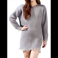 thumbnail image 3 of Vestido Tipo Suéter de Punto con Cuello Redondo de Color Liso para Mujer, Minivestido Retro. Gris M, 3 of 10