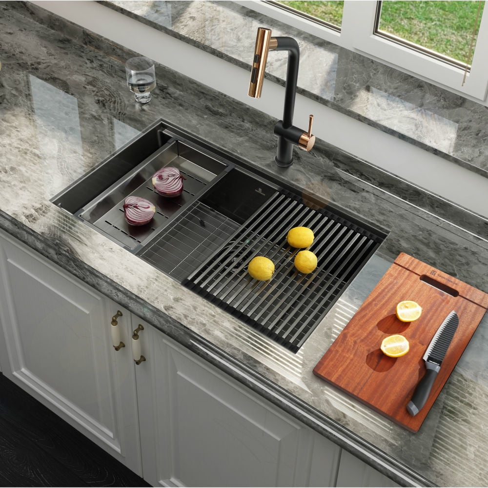 Kepooman 32" Kitchen Sink, Single Bowl Stainless Steel Sink for Home, Handmade Workstation Sink Kepooman 32" Kitchen Sink, Single Bowl Stainless Steel Sink for Home, Handmade Workstation Sink