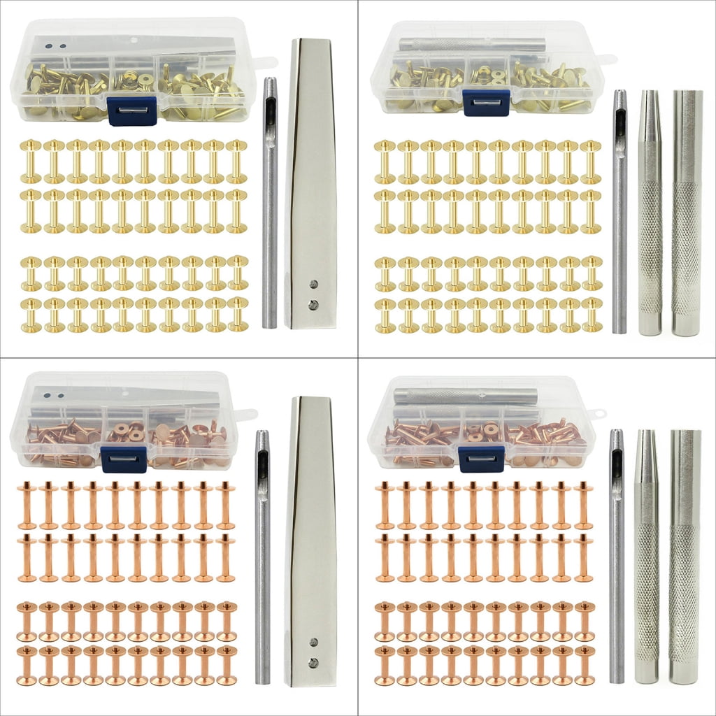 40 Sets Rivets and Burrs with 3.5 Rivet Punch Tool and Install Setting Tool for Leather Belt, Wallets, Handbags, Rope