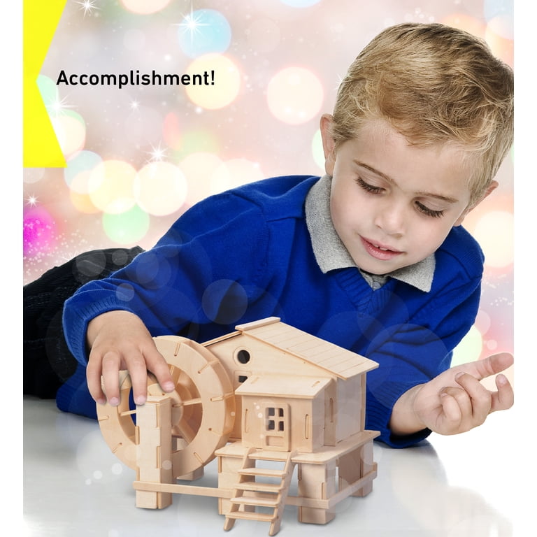 Pebaro Wooden Seaplane Construction Kit - 3D Puzzle Model, 30 Pieces, Pre-Cut Wood, Fun Craft For All Ages