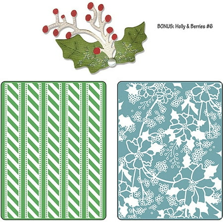 Wood Die Cut - Sizzix Basic Grey Alpine Pattern And Flowers Set Embossed Folders And Sizzlits Die