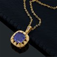 thumbnail image 2 of Gem Stone King 18K Yellow Gold Plated Silver Blue Lapis and White Diamond Pendant Necklace for Women (2.01 Cttw, Gemstone Birthstone, Cushion 8MM, with 18 inch Chain), 2 of 3