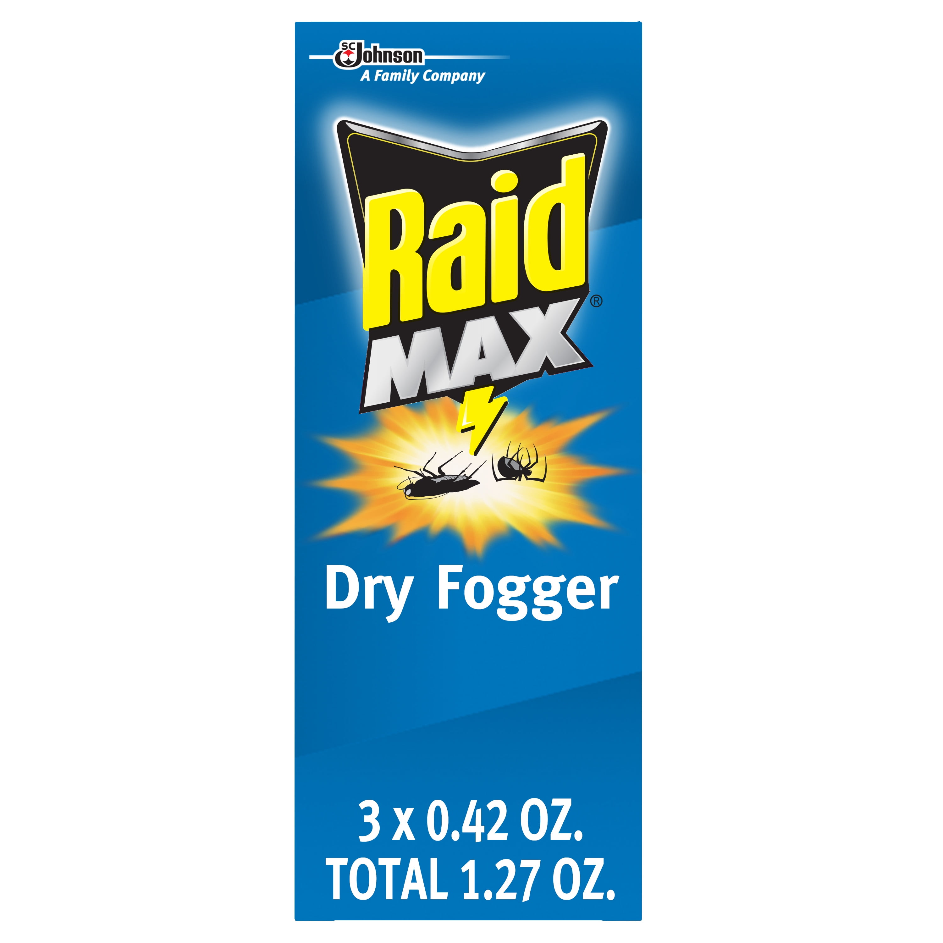 Raid Max No Mess Dry Fogger, Insect Killer, 0.42 oz, 3 Cans