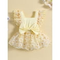thumbnail image 2 of Bagilaanoe Newborn Baby Girl Rompers Dress Flower Print Fly Sleeve Bodysuit 6M 12M 18M 24M Infant Summer Tulle Patchwork Dress, 2 of 9