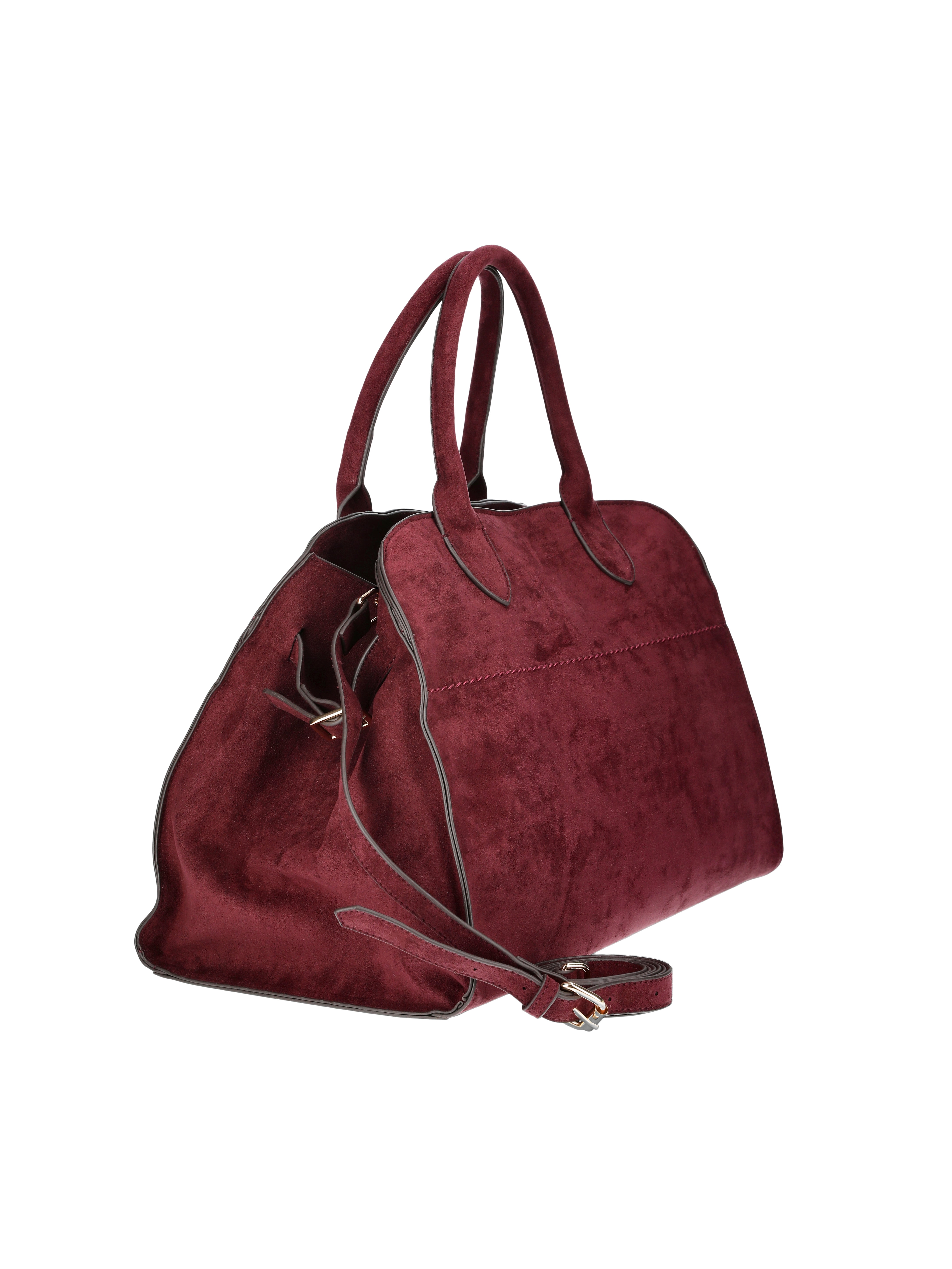 Time and Tru Women's Sage Satchel Soft Faux Suede Tote Bag, Wine