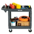 thumbnail image 3 of TUFFIOM Plastic Service Utility Cart, Support up to 550lbs Capacity, Heavy Duty Tub Storage Cart W/Deep Shelves, Multipurpose Rolling 2-Tier Mobile Storage Organizer, for Warehouse Garage, 3 of 7