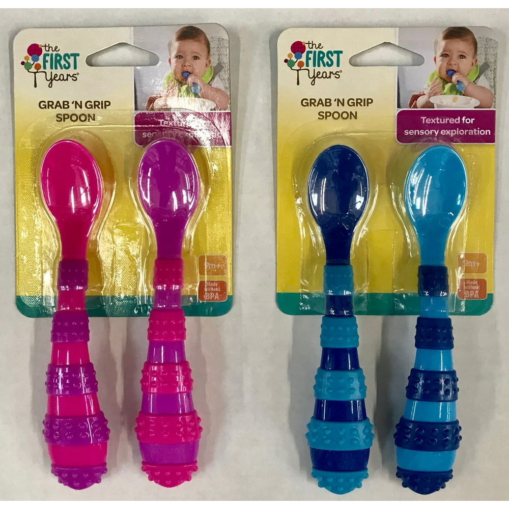 The First Years Grab 'N Grip Spoon Soft Baby Spoons Assorted 2 Pk