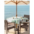 thumbnail image 2 of Outdoor Tablecloth with Umbrella Hole and Zipper, Green Eucalyptus Leaves Square Table Cloth 54x54 Inch Waterproof Tablecloth, Daisy Summer Botanical Watercolor Plaid Picnic Table Cover for Patio, 2 of 7
