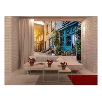 wall26 - Old Town in Europe at Sunset with Retro Vintage Style Filter - Removable Wall Mural | Self-Adhesive Large Wallpaper - 100x144 inches