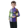 thumbnail image 5 of Cethrio Kids Boys Plaid Shirts, Long Sleeve Casual 2025 Collared Button Down Shirts Purple Size 3-4 T, 5 of 5