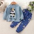 thumbnail image 2 of TOWED22 Toddler Kid Girl Clothes for Fall 2 Piece Long Sleeve Graphic Tee and Pants Set Outfits Clothing Adorable(Dark Blue,4-5 Y), 2 of 4