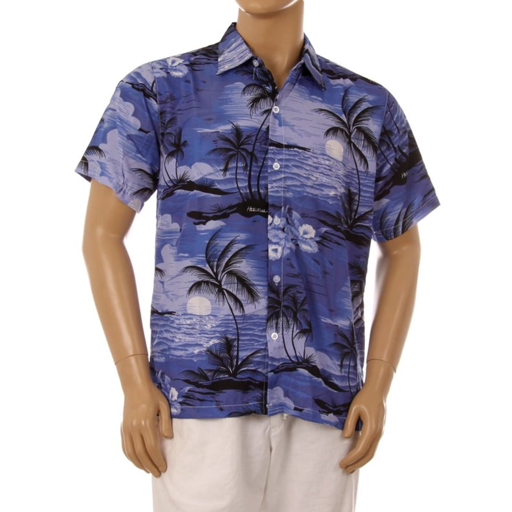 NPN Men's Hawaiian Tropical Shirt Summer Aloha Beach Party Button