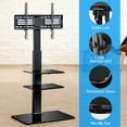 thumbnail image 2 of FITUEYES Universal Swivel Floor TV Stand with Mount Height Adjustable for Most TVs up to 65 Inch, Sturdy Tempered Glass Base and Component Shelves for Media Storage, 2 of 6