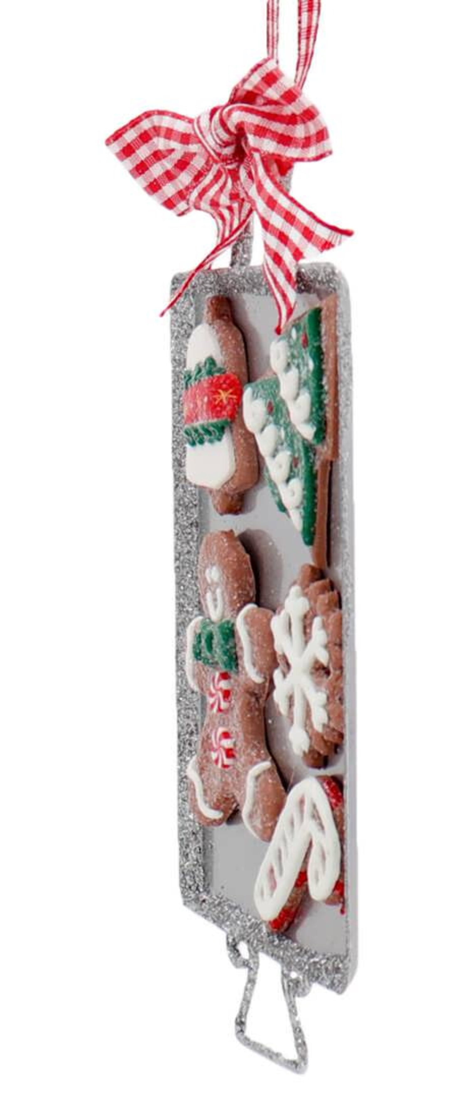1 Set 2 Assorted Metal Tray with Clay Dough Gingerbread Men Christmas Ornaments
