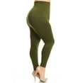 thumbnail image 2 of Lady's High Waist Compression Leggings w/French Terry Lining, Army Green, 2 of 4