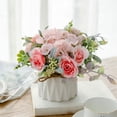 thumbnail image 2 of Artificial Potted Plant Multi-Color Rose and Hydrangea Arrangement, Decorative Ceramic Pot, Pre-Potted for Home Office Desk Entryway, Long-Lasting Colors, 2 of 5
