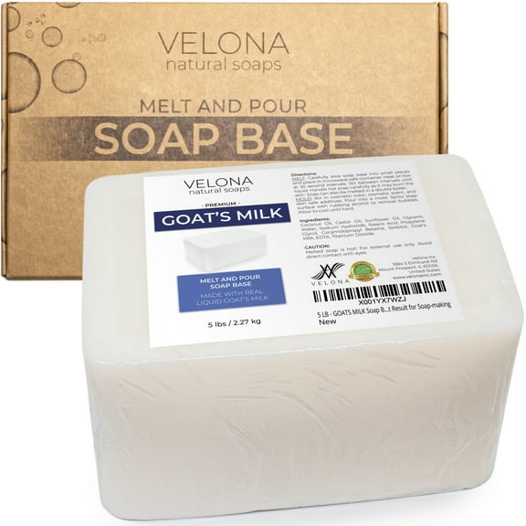 Velona Goats Milk Soap Base - 5 lb | SLS/SLES Free | Melt and Pour | Natural Bars for The Best Result for Soap-Making