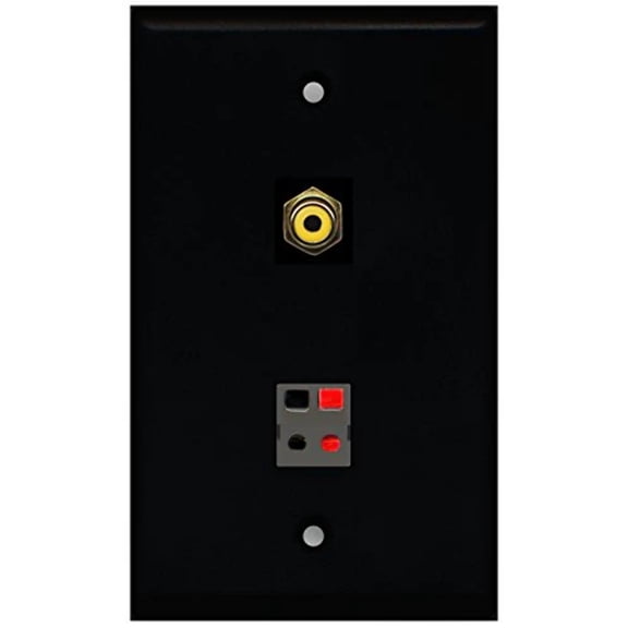 RiteAV - Black 1 Port RCA Yellow 1 Port Speaker Wall Plate