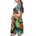 thumbnail image 2 of Easygdp Hippie Style para Vestido Transpirable de Mujer, Vestido Suelto de Manga Corta con Pliegues y Bolsillos para el Verano, 2 of 6